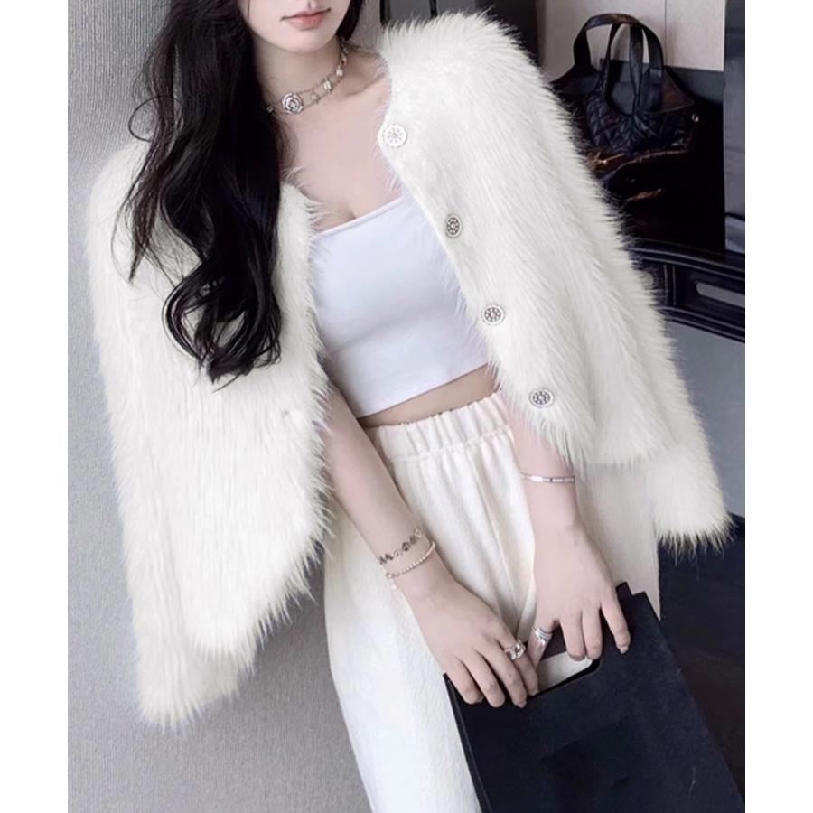 シャギーニットカーディガンふわふわ秋冬服