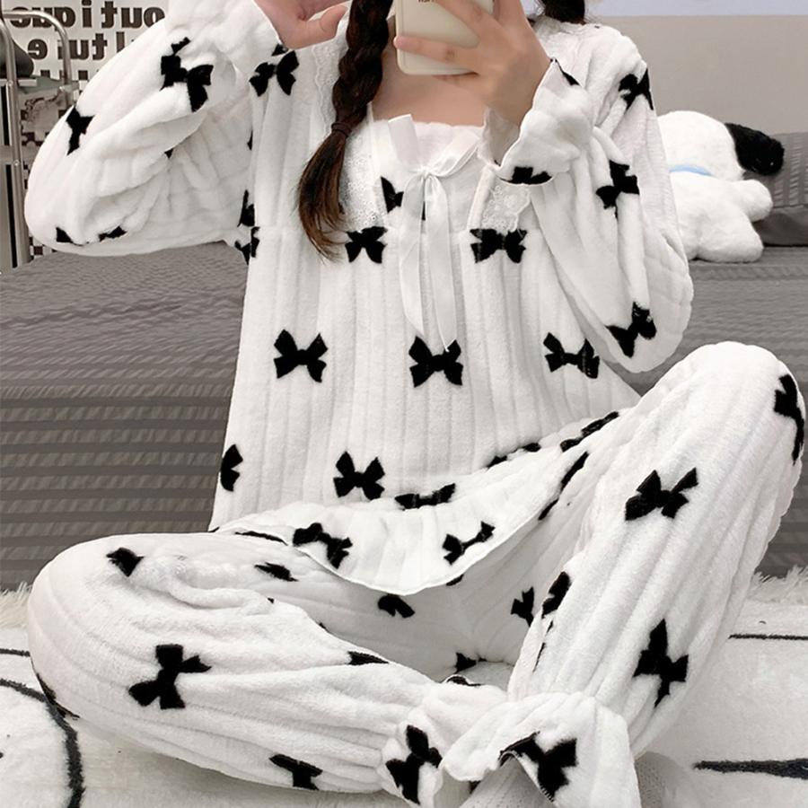 フリースパジャマ 上下セットアップ