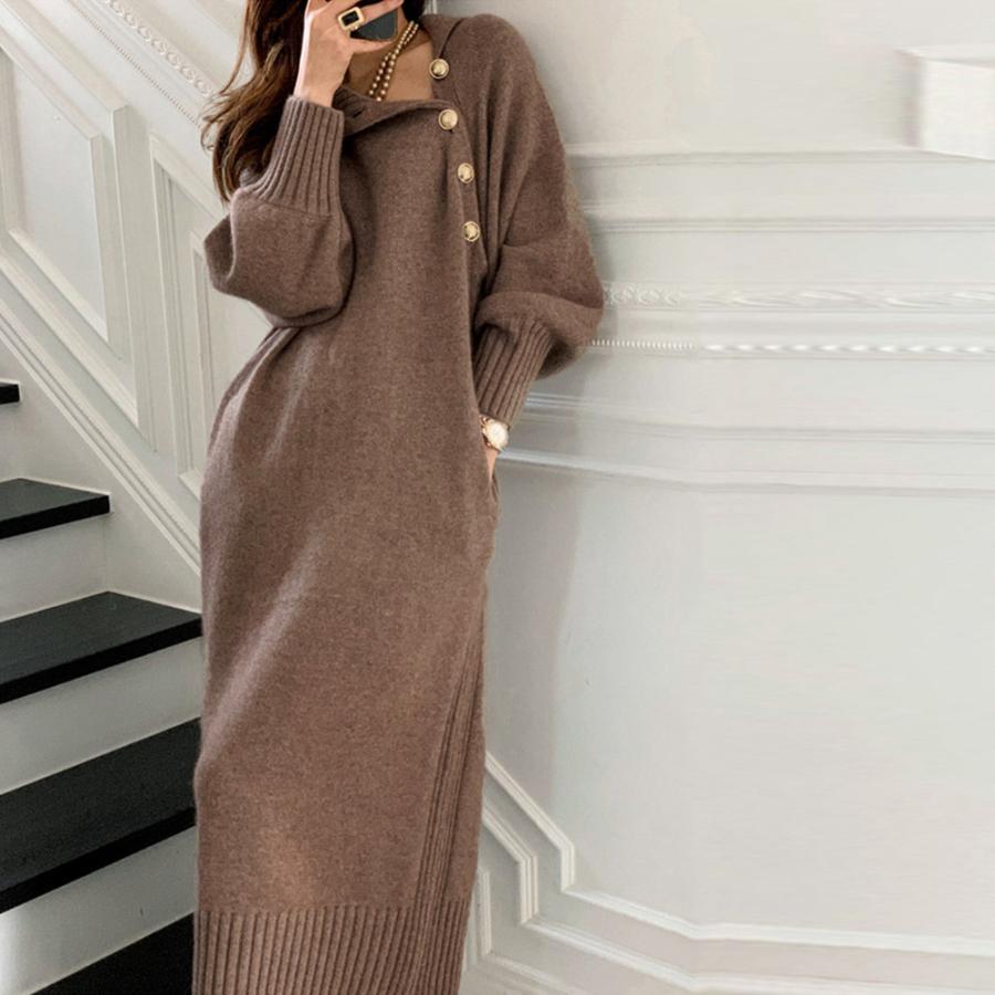 ニットワンピース 長袖 レディース 秋冬