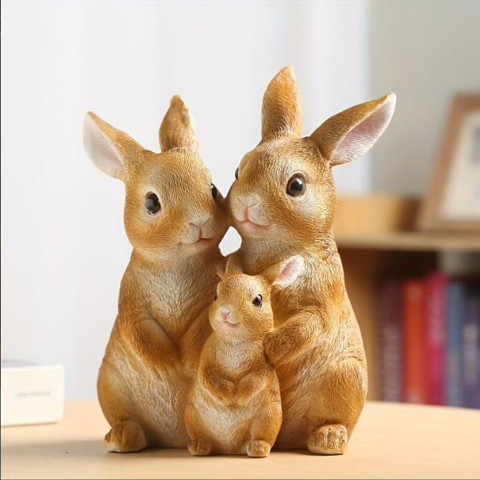 置物 オブジェ うさぎ ラビット かわいい ほっこり 幸せな家族 アニマル リビング 庭 ガーデン 玄関 ポーチ 動物 ブラウン 茶