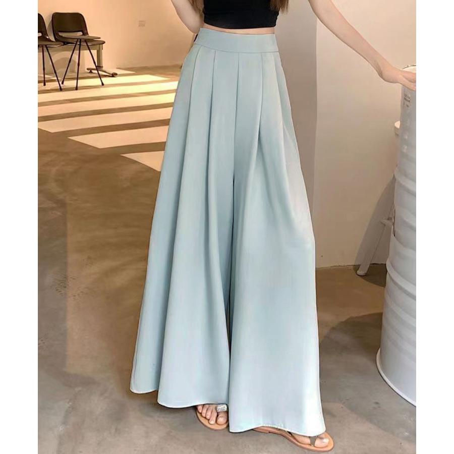 タック入りスカンツワイドパンツレディース