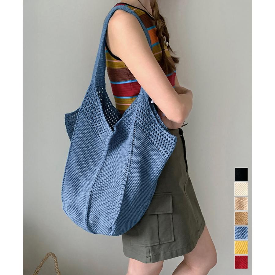 ニットバッグ 大容量トートバッグ肩掛け鞄