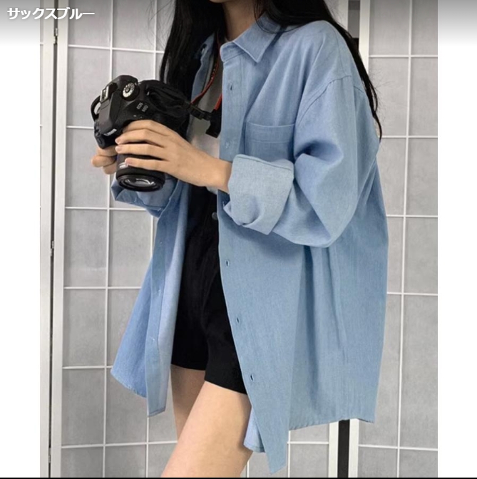 ビッグデニムシャツレディース重ね着お洒落