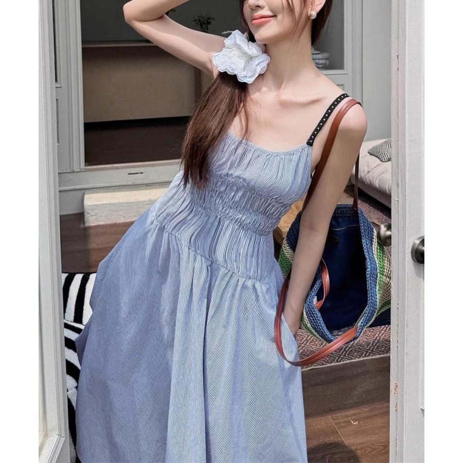 ストライプ柄キャミワンピース 大人可愛い
