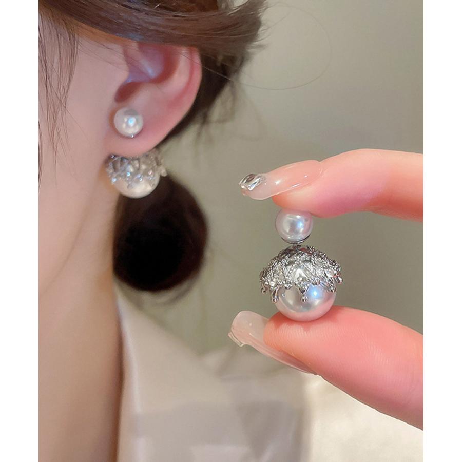 リバーシブルビッグパールピアスレディース