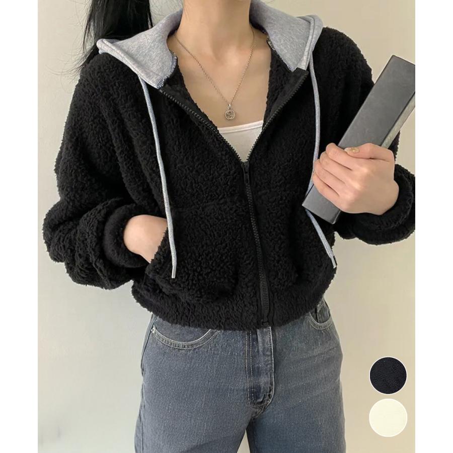 暖かいボアパーカー ジップアップブルゾン